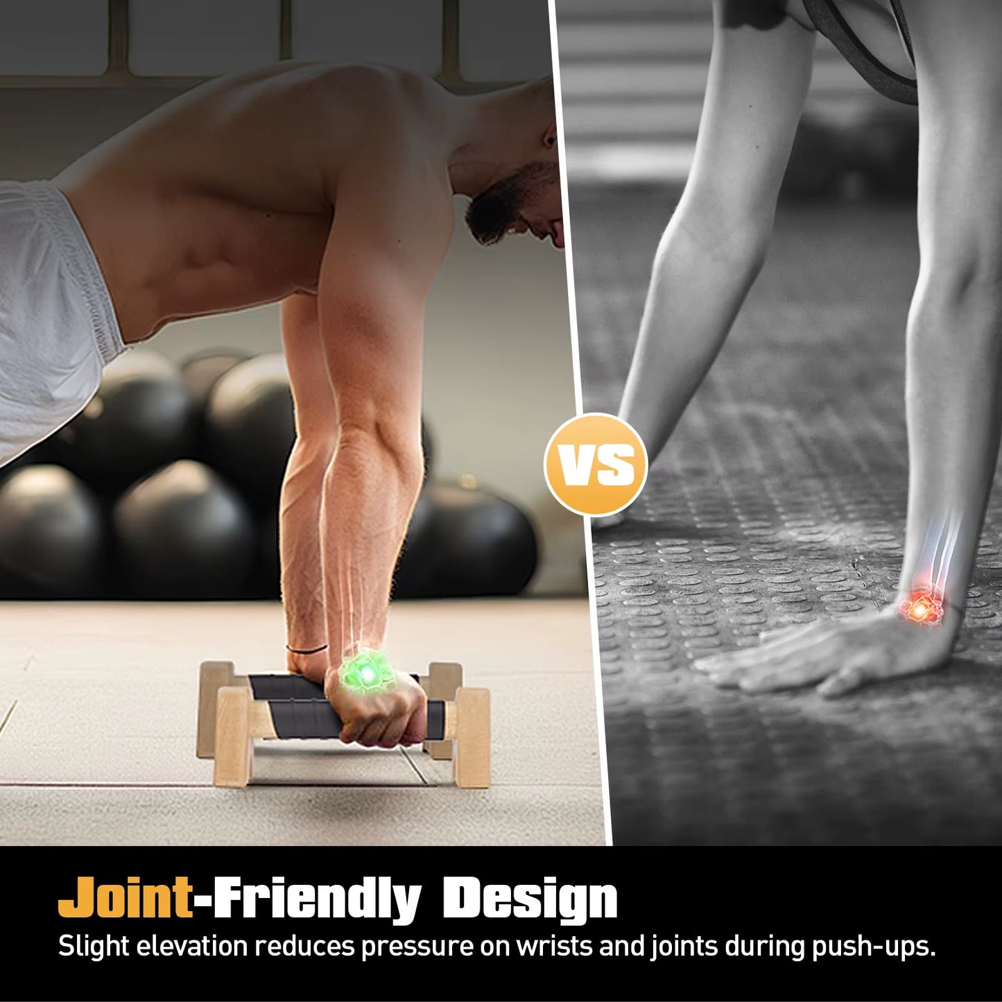 1 Pair Wooden Push up Bar, for Home Workout Parallettes Bars,Push-Up Stand Exercise Equipment Handstand Blocks for Men and Women