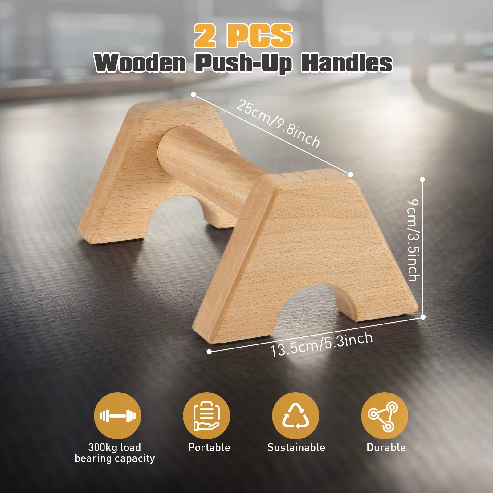 1 Pair Wooden Push up Bar, for Home Workout Parallettes Bars,Push-Up Stand Exercise Equipment Handstand Blocks for Men and Women